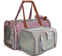 Mr. Peanut's Gold Series Mini Expandable Airline Approved Soft Sided Pet Carrier, Premium Brand Self Locking Zippers, Plush Faux Fleece Bedding with a Sturdy Plywood Base (Purple)