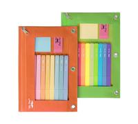 Mr. Pen 2-Pack Green and Orange Pencil Pouch for 3-Ring Binder - Flat Zippered Case