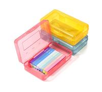 Mr. Pen 3 Pack Assorted Colors Plastic Pencil Boxes, Compact Design, Transparent, Snap Lid, For School, Office or On-The-Go Organization