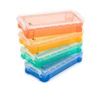 Mr. Pen 4 Pack Multi Color Plastic Pencil Box Set, Modern, Colorful, Minimalist, Slide Closure, Portable, School Supply Box