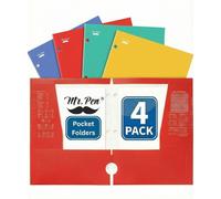 Mr. Pen- 4 Pocket Folders, 4 Pack, Vibrant Colors, 3 Hole Punched, School Folders with Pockets for 3 Ring Binder
