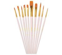 Mr. Pen- Artist Paint Brushes for Acrylic Painting, 10 pcs, Beige Ergonomic Wooden Handle, Synthetic Bristles in Different Sizes & Shapes, Watercolor Brushes