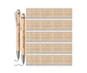 Mr. Pen- Bible Verse Retractable Bamboo Pen 200 Pack Black Ink Christian Pens for Women Men No Bleed Through Ballpoint Inspirational Bulk