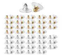 Mr. Pen Bullet Clutch Earring Backs - 76 Pcs, Gold & Silver, Rubber Backs for Studs & Pierced Earring Stoppers