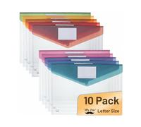 Mr. Pen- Clear Plastic Envelopes with Snap Closure, 10 Pack, A4, Letter Size, Colorful Flaps, Clear Folders for Documents Plastic Envelopes for Documents