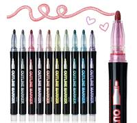 Mr. Pen- Double Line Outline Markers, 10 Colors, Shimmer Markers, Self-Outline Metallic Markers, Outline Pens, Craft Pens, Silver