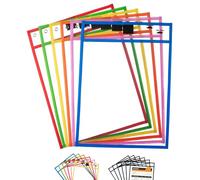 Mr. Pen- Dry Erase Pocket Sleeves, 10 x 14 Inch, 6 Pack, Colorful, Plastic,Reusable, Clear, Classroom Sleeves