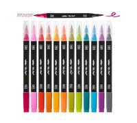 Mr. Pen- Dual Tip Brush Pens, 12 pcs, Vibrant Colors, Brush and Fine Tip Marker, Dual Tip Markers, Art Markers for Adults
