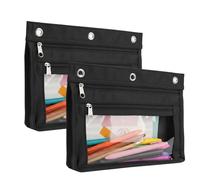 Mr. Pen- Expandable Zipper Pencil Pouches with Clear Window for 3 Ring Binder