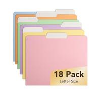 Mr. Pen- File Folders, 18 Pack, Pastel Colors, 1/3-Cut Tab, File Folders Letter Size, Colored File Folders, Office File Folder, Colored Folders, Office Supplies File Folders, File Folders with Tabs