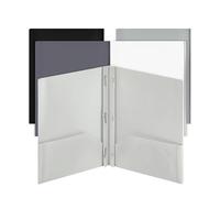 Mr. Pen- Folders with Pockets and Prong with Fasteners, 2 Pocket Folder, 3 Prong Folders, 5 Pack, Plastic, White & Silver Color folders, 5pcs Colored File folders