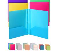 Mr. Pen- Folders with Pockets and Prong with Fasteners, 2 Pocket Folder, 3 Prong Folders, 5 Pack, Plastic