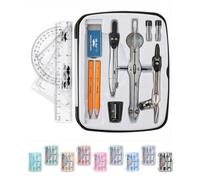 Mr. Pen- Geometry Set, 13 pcs, 3 Metal Compasses, Protractor, 6" Ruler