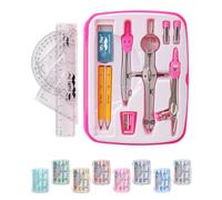 Mr. Pen- Geometry Set, 13 pcs, 3 Metal Compasses, Protractor, 6" Ruler, 45° & 30°/60° Set Squares, Pencils, Lead Refills, Sharpener & Eraser for Math, Drafting & Classroom Use