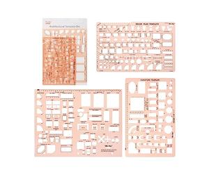 Mr. Pen- House Plan, Interior Design and Furniture Templates, Drafting Tools and Ruler Shapes for Architecture - Set of 3