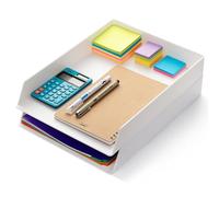 Mr. Pen- Letter Tray Desk Organizer, Plastic, 2 Pack, White File Organizer for Desk, Paper Organizer for Desk, Paper Holder for Desk, White Desk Organizer, Paper Tray Organizer, Office Desk Organizers