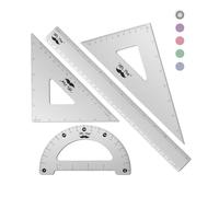 Mr. Pen Metal Geometry Kit - 4Pack Set Square, Protractor, Aluminum Ruler, Drafting Triangles