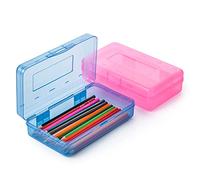 Mr. Pen- Pencil Box, 2 Pack, Assorted Color for Kids, Plastic Hard Pencil Case, School Supply Crayon Small Storage Box