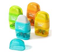 Mr. Pen- Pencil Sharpener & Eraser, 4 Pack, Colorful, 2 Sharpening Holes, Manual