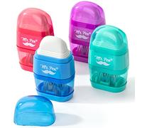 Mr. Pen- Pencil Sharpener & Eraser, 4 Pack, Colorful, 2 Sharpening Holes, Manual, Handheld, Small