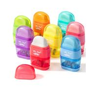 Mr. Pen- Pencil Sharpener & Eraser, 8 Pack, Bright Colors, 2 Sharpening Holes, Handheld Pencil Sharpener