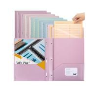 Mr. Pen- Plastic Folders with Pockets and Prongs, 10 Pack, Letter Size | 2-Pocket Poly Folders with 3 Hole Punch, Metal Prongs & Business Card Slot, Flexible Plastic Folders for School and Office
