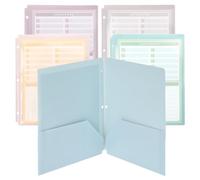 Mr. Pen- Plastic Folders with Pockets and Prongs, 5 Pack, Letter Size, Pastel Colors, 2 Inner Pockets, 3 Prongs Folder