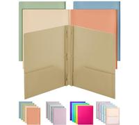 Mr. Pen Plastic Folders with Pockets and Prongs, 5 Pack, Vintage Colors
