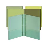 Mr. Pen Plastic Folders with Pockets and Prongs, Pack of 5, Letter Size, Green Shades, Flexible Plastic Folders with Prongs