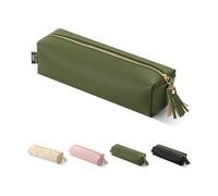 Mr. Pen PU Leather Pencil Pouch - Green, Small, Aesthetic & Cute Pencil Case for School