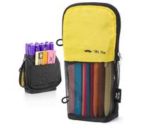 Mr. Pen- Standing Pencil Case Pouch, Sit & Lay Mesh-View Design, Black & Yellow, Interior Pocket & 2 Elastic Binder Loops, Cute Pencil Case for Girls and Boys