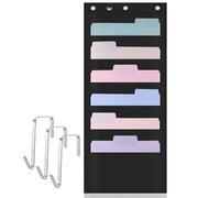 Mr. Pen - Wall File Organizer, 6 Pockets, Black, with 3 Hangers Included