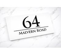 Mr Plaques Bellissima H3 A4 Floating House Sign Personalized Acrylic Door Plaque Modern Address Sign Custom Name Number House Plate Weatherproof Outdoor with Fixing Kit(Matt White & Gloss Black)