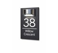 Mr Plaques Exalted LED A4 Floating House Sign Personalised Illuminated Acrylic Door Plaque Custom Name Number Modern Outdoor Address House Plate with Fixing Kit (Gray & Modern Font)