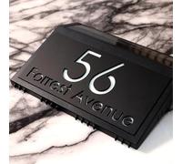 Mr Plaques La Luce LED A5 Back Lit House Sign 220 by 160 Millimetres Solar Powered Illuminated Modern Acrylic Door Number and Street Name Plaque for Home Entrances (Black & White)