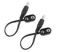 Mr.Power 9V Battery Clip Converter Power Cable Snap Connector 2.1mm 5.5mm Plug for Guitar Effect Pedal (2 cable)