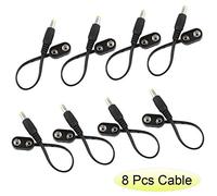 Mr.Power 9V Battery Clip Converter Power Cable Snap Connector 2.1mm 5.5mm Plug for Guitar Effect Pedal (8 cable)