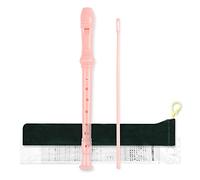 Mr.Power German Style C Key Soprano Recorder 8-Hole 3 Piece Music Musical Instruments with Fingering Chart Cleaning Kit (Pink)