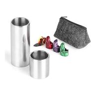 Mr.Power Guitar Slide Chrome Stainless Steel Finger Slides, Long and Short Set Metal Guitar Tube Tone Ring, for Electric Acoustic Guitar Bass, Celluloid Thumb & Finger Picks Plectrums + Portable Bag