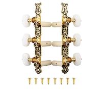 Mr.Power Guitar Tuner Machine Heads Set of 3+3 String Pins Tuning Keys for Classical Guitar Only (Long Black Button, White)