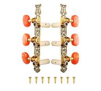 Mr.Power Guitar Tuner Machine Heads Set of 3+3 String Pins Tuning Keys for Classical Guitar Only (Long Black Button, Red)