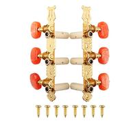 Mr.Power Guitar Tuner Machine Heads Set of 3+3 String Pins Tuning Keys for Classical Guitar Only (Long Gold, Red Button)