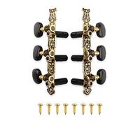 Mr.Power Guitar Tuner Machine Heads Set of 3+3 String Pins Tuning Keys for Classical Guitar Only (Long Black Button, Black)