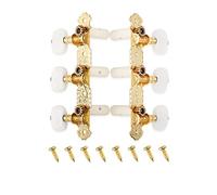 Mr.Power Guitar Tuners Machine Heads 3+3 Set Tuning Keys String Pegs for Classical Guitar (Short Gold, White Button)