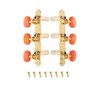 Mr.Power Guitar Tuners Machine Heads 3+3 Set Tuning Keys String Pegs for Classical Guitar (Short Gold, Red Button)