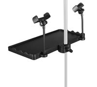 Mr.Power Universal Microphone Stand Plastic Tray with Dual Phone Holder, Clamp-On Adjustable Rack Tray Holder Accessories for Stage, Live Streaming, Recording, Concert Performance, Karaoke, Home