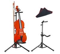 Mr.Power Universal Violin Ukulele Stand with Bow Holder, Head Locking Instrument Tripod Holder for Mini Guitar, Fiddle, Mandolin Soprano Concert Tenor Ukulele, for Home School Studio Churches Display