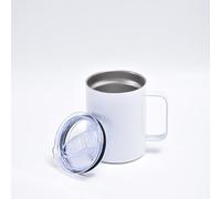 MR.R 1 Pack Sublimation 12 OZ Coffee Mug, Stainless Steel Insulated Travel Tumblers with Sliding Lid, Double Wall Vacuum Camping Cup, Handle White, Hot & Cold Drinks