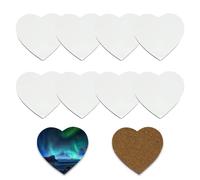 MR.R 10 Heart Shape MDF Coasters, Raw Wood Back Hardboard Sublimation Blanks, Absorbent Heat Transfer Cup Coasters for Drinks, Party Supplies