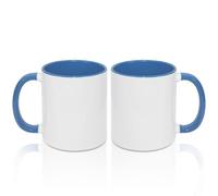 MR.R 11oz Sublimation Blank Coffee Mugs,Cup Blank White Mug Cup with Blue Color Mug Inner and Handle,Set of 2